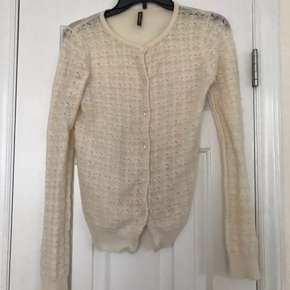 Creamy white small naf naf cardigan